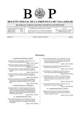 Boletín Oficial De La Provincia De Valladolid