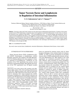 Tumor Necrosis Factor and Lymphotoxin in Regulation of Intestinal Inflammation
