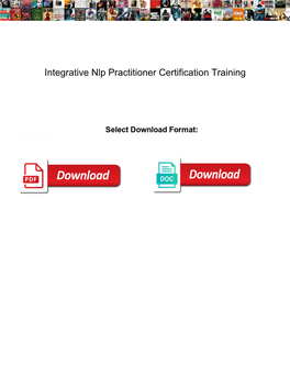 Integrative Nlp Practitioner Certification Training