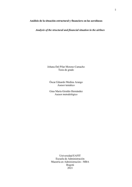 Análisis De La Situación Estructural Y Financiero En Las Aerolíneas