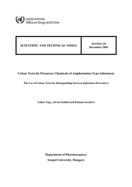 SCIENTIFIC and TECHNICAL NOTES Colour Tests for Precursor