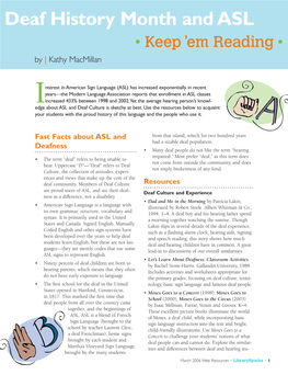 Deaf History Month and ASL • Keep ’Em Reading • by | Kathy Macmillan