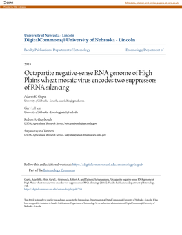 Octapartite Negative-Sense RNA Genome of &lt;/I&gt;High Plains