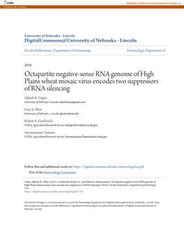 Octapartite Negative-Sense RNA Genome of </I>High Plains