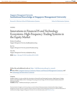 High-Frequency Trading Systems in the Equity Market Robert J