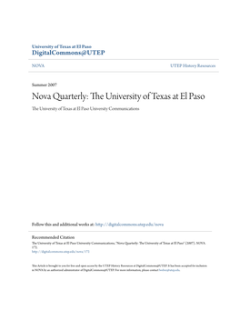 Nova Quarterly: the University of Texas at El Paso