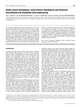 Novel Dimeric Disintegrins and Structural Diversification By