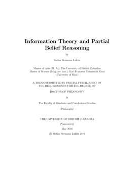 Information Theory and Partial Belief Reasoning