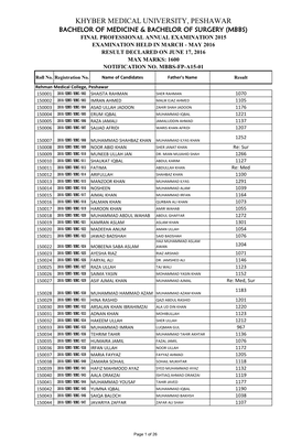 GAZZETTE MBBS FIN PROF a 2015.Pdf