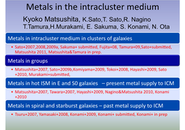 Metals in the Intracluster Medium Kyoko Matsushita, K.Sato,T