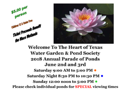 Welcome to the Heart of Texas Water Garden & Pond Society 2018