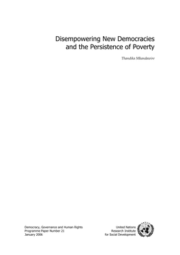 Disempowering New Democracies and the Persistence of Poverty