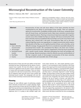 Microsurgical Reconstruction of the Lower Extremity