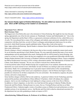 Alums Interested in Connecting with Students Alison's Festschrift