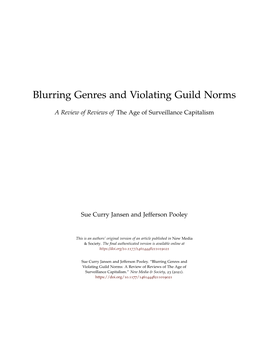 Blurring Genres and Violating Guild Norms