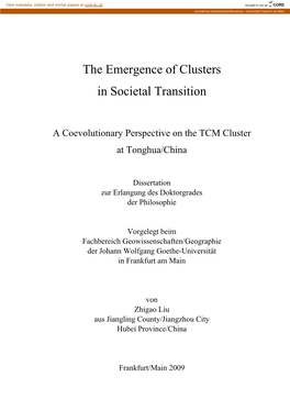 The Emergence of Clusters in Societal Transition