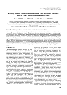 Assembly Rules for Ground Beetle Communities: What Determines Community Structure, Environmental Factors Or Competition?