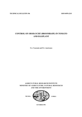 Control of Orobanche (Broomrape) in Tomato and Eggplant