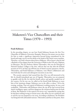 Makerere's Vice Chancellors and Their Times (1970 – 1993)