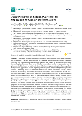 Oxidative Stress and Marine Carotenoids: Application by Using Nanoformulations