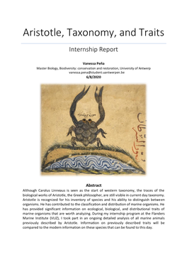 Aristotle, Taxonomy, and Traits