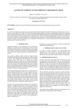Automatic Parking of Self-Driving Car Based on Lidar