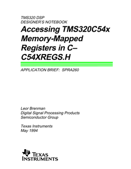 Accessing Tms320c54x Memory-Mapped Registers in C-C54xregs.H