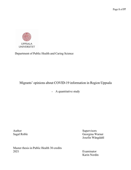 Migrants' Opinions About COVID-19 Information in Region Uppsala