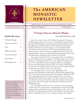 The AMERICAN MONASTIC NEWSLETTER