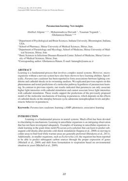 Paramecium Learning: New Insights Abolfazl Alipour 1, 2, 3