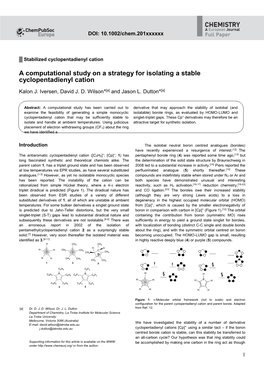 A Computational Study on a Strategy for Isolating a Stable Cyclopentadienyl Cation