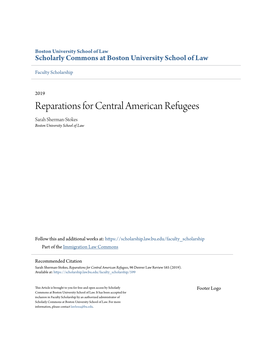 Reparations for Central American Refugees Sarah Sherman-Stokes Boston University School of Law