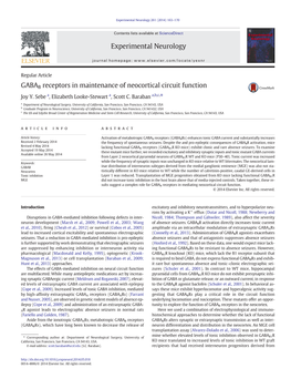 GABAB Receptors in Maintenance of Neocortical Circuit Function Joy Y