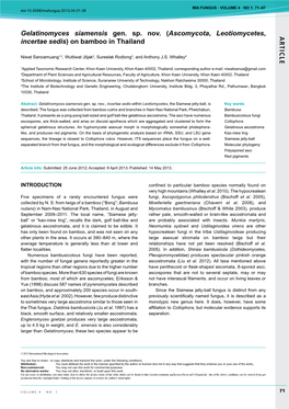 AR TICLE Gelatinomyces Siamensis Gen. Sp. Nov