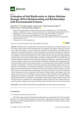 Evaluation of Soil Biodiversity in Alpine Habitats Through Edna Metabarcoding and Relationships with Environmental Features