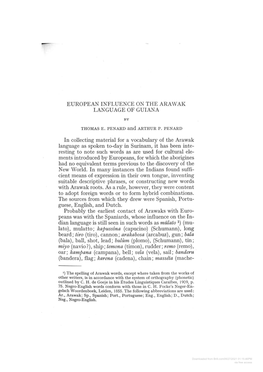 European Influence on the Ara Wak Language of Guiana