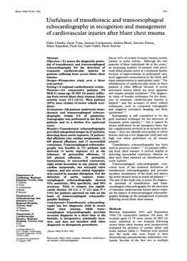 Usefulness of Transthoracic and Transoesophageal Echocardiography in Recognition and Management of Cardiovascular Injuries After Blunt Chest Trauma