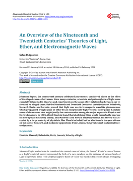 An Overview of the Nineteenth and Twentieth Centuries' Theories Of