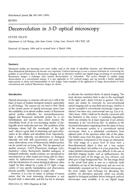 Deconvolution in Optical Microscopy