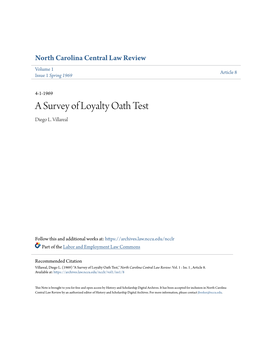 A Survey of Loyalty Oath Test Diego L