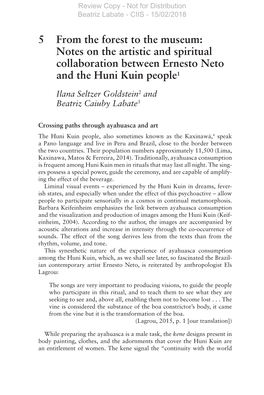 5 from the Forest to the Museum: Notes on the Artistic and Spiritual Collaboration Between Ernesto Neto and the Huni Kuin People1