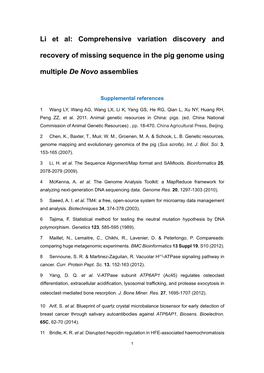 Li Et Al: Comprehensive Variation Discovery and Recovery of Missing Sequence in the Pig Genome Using Multiple De Novo Assemblies