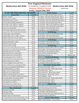 New England Wholesale (Broken Cases Add 1$/LB) 772-334-6666 EXT