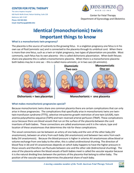 Monochorionic Twins Share One Common Placenta There Are Certain Complications That Can Only Arise in These Pregnancies