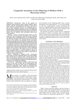 Congenital Anomalies in the Offspring of Mothers with a Bicornuate Uterus