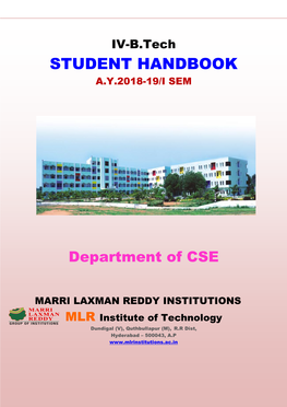 Student Handbook A.Y.2018-19/I Sem