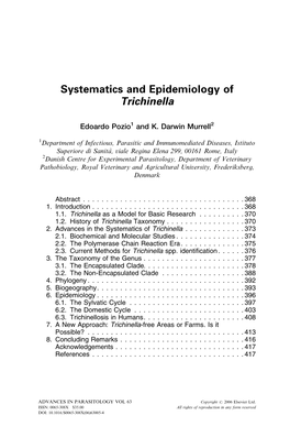 Systematics and Epidemiology of Trichinella