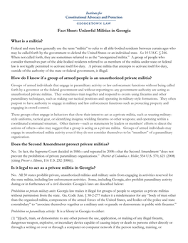 Unlawful Militias in Georgia What Is a Militia?