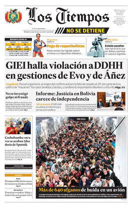 GIEI Halla Violación a Ddhh En Gestiones De Evo Y De Áñez Amplitud