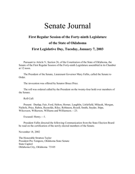 Senate Journal Jan 07, 2003